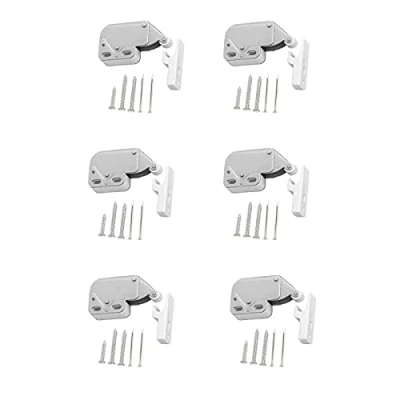 Afbeelding van 6 StukkenMini Klink, Automatische Lente Catch, Mini Touch Catch Latch, voor Het Openen van Ramen, Schuren, Poorten, Kastdeuren(Zilver)