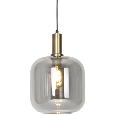 Afbeelding van QAZQA Design hanglamp zwart met goud smoke glas Zuzanna