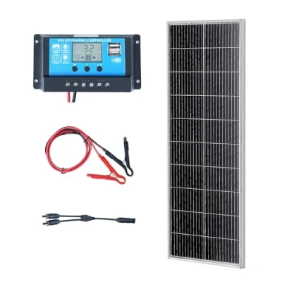 Afbeelding van VEVOR 2 stuks 100 W zonnepaneelkit 12 V monokristallijn zonnepaneel plus laadregelaar 8,33 A zonne installatie omzettingssnelheid van 23% compatibel met AGM , GEL FLD LI batterijen voor campers,