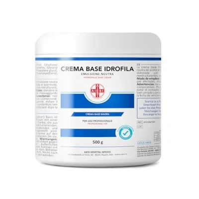 Afbeelding van AIESI® Hydrofiele basiscrème pure magere neutrale emulsie (Pot 500 g), Ideaal voor farmaceutisch, cosmetisch en dermatologisch gebruik, Made in Italy