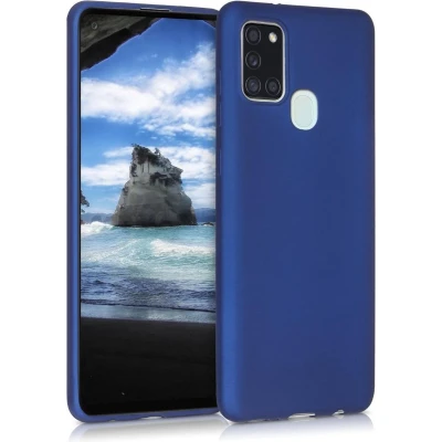Afbeelding van kwmobile telefoonhoesje compatibel met Samsung Galaxy A21s hoesje Zachte case voor smartphone Back cover in metallic blauw