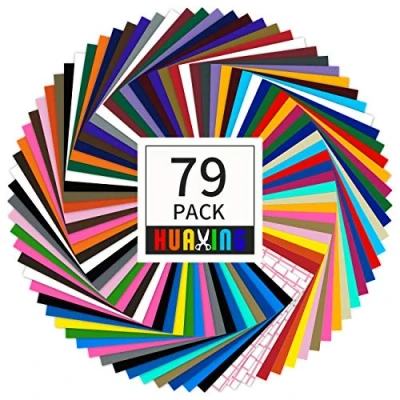 Afbeelding van Huaxing Permanent Vinyl voor Cricut (Pack van 79, 12&quot; X 12&quot;), Zelfklevende Vellen 38 Verschillende Kleuren Premium Zelfklevend Craft Decor Sticker, Party Decoratie, DIY Project