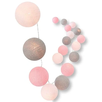 Afbeelding van CREATIVECOTTON Led lichtsnoer met 20 katoenen ballen, timer en dimmer inbegrepen (Home Sweet Home, batterij)