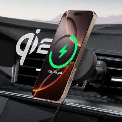 Afbeelding van Spigen OneTap Pro 4 MagFit Qi2 15W Snelle draadloze autolader, autotelefoonhouder, ontworpen voor MagSafe, compatibel met iPhone 16, 15, 14, 13, 12 serie, Airvent