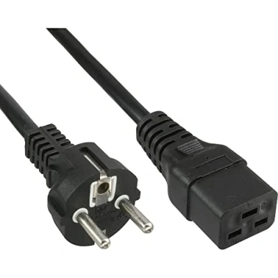 Afbeelding van InLine® Voedingskabel 16A, type F recht naar IEC connector IEC320/C19, 1m
