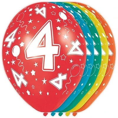 Afbeelding van 4 Jaar Verjaardag Ballonnen 5 stuks