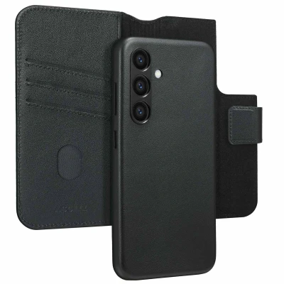 Afbeelding van Samsung Galaxy S24 MagSafe Hoesje Echt leder Accezz Bookcase/2 in 1 Case Zwart Telefoonhoesje