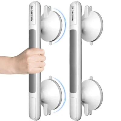 Afbeelding van LORESJOY 2 Stuks Badgreep met Zuignap, Badkamer Armsteun, Steun Handgreep, Zuignappen, Veiligheid Bad Douche Geen Gereedschap, Veiligheidsgreep