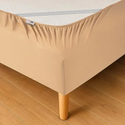 Afbeelding van WRAPPYBAG Bedrok 140 x 200 van katoen met elastieken Vernieuw en moderniseer je oude bed Kleur Beige 6 beschikbare maten