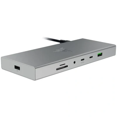 Afbeelding van Razer USB 4 Dock 14 poorts High Speed voor gaming en productiviteit Ondersteuning twee schermen, opladen van apparaten (3x C, 5x A, HDMI, DisplayPort, Gigabit Ethernet) Wit