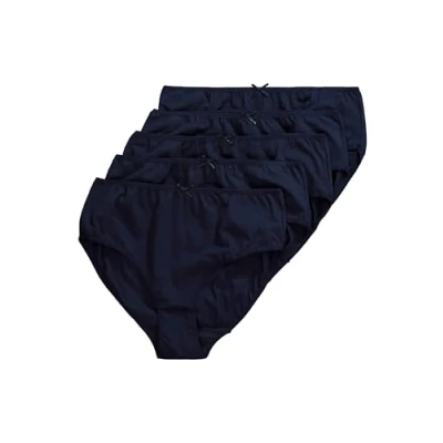 Afbeelding van Ulla Popken Dames grote maten plus size slips, 5 pack, eenkleurig, tot maat 66/68 710201, nachtblauw, 70