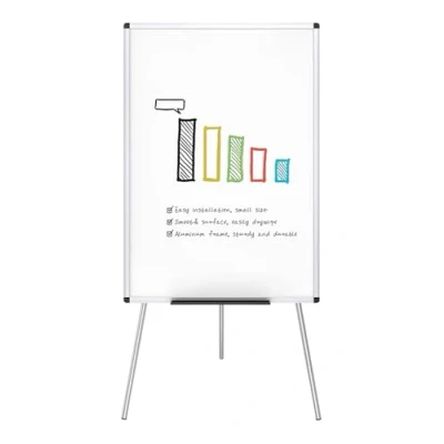 Afbeelding van VIZ PRO Whiteboard/flipchart ezel, in hoogte verstelbaar, niet magnetisch, droog afwisbaar, 90 x 60 cm