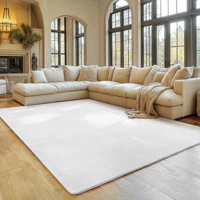 Afbeelding van SIMPEX Vloerkleed Wit 160x220 cm Antislip, Wasbaar en Zacht, Modern Effen Design voor Woonkamer, Slaapkamer, Keuken Kinderkamer, Comfortabel Duurzaam