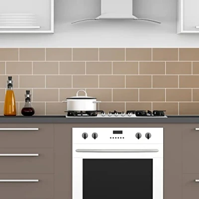 Afbeelding van 30 tegelstickers H 10 x B 20 cm, metrotegels, zelfklevend, voor badkamer, keuken, 50 120 taupe