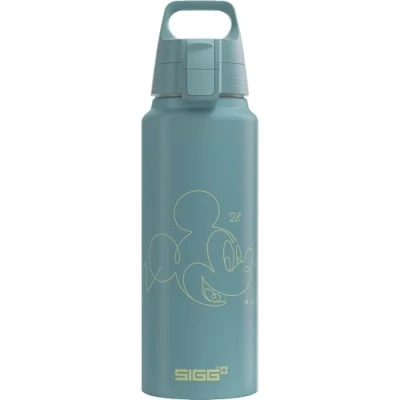 Afbeelding van SIGG Aluminium drinkfles WMB Pathfinder Mickey Mouse Lines Klimaatneutraal gecertificeerd Geschikt voor koolzuurhoudende dranken Lekvrij Vederlicht BPA vrij Wit met opdruk 1L