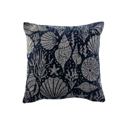 Afbeelding van Home ESPRIT Zilveren kussen, marineblauw, mediterraan, 45 x 15 cm