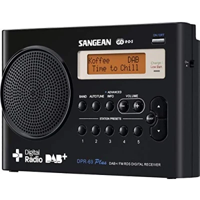 Afbeelding van Sangean DPR 69+ Black DAB+/FM RDS draagbare en oplaadbare radio zwart