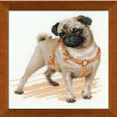 Afbeelding van RIOLIS Pug Hond Cross Stitch Kit, Multi Kleur