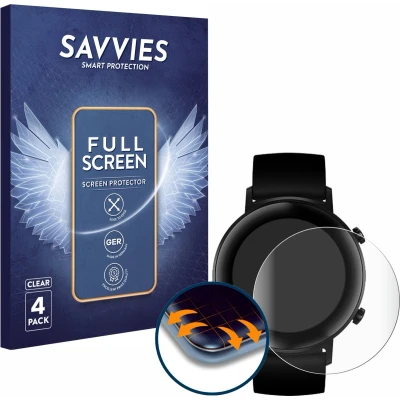 Afbeelding van Savvies Screenprotector voor Huawei Watch GT 2 (42 mm) Folie Beschermfolie transparant volledig dekking (4 Stuks)