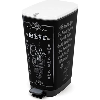 Afbeelding van Kis Chic Bin Coffee Menu Pedaalemmer 50L zwart/wit