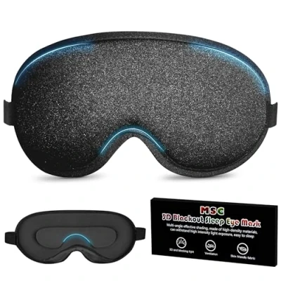 Afbeelding van MSC 100% verduisterend slaapmasker voor dames en heren, nuldruk met huidvriendelijke stof ergonomisch 3D ontwerp comfort, ultrazachte oogmasker reizen, ploegendienst thuis