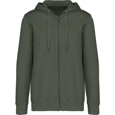 Afbeelding van Native Spirit Ecologische uniseks sweater met rits en capuchon French Terry NS417 Washed Organic Khaki