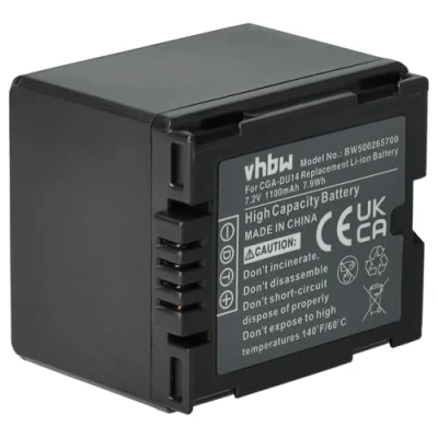 Afbeelding van vhbw AKKU 1100mAh (7.2V) compatibel met PANASONIC vervanging voor CGA DU07 / DU12 CGR DU06 VW VBD070 VBD140 VBD210 Hitachi DZ BP07s BP14s