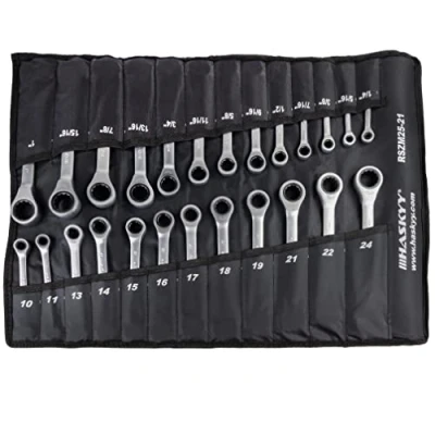 Afbeelding van HASKYY 25 delig inch 1/4&quot; 1&quot; metrisch 10 24mm ratelsleutelset I ringratelsleutel +