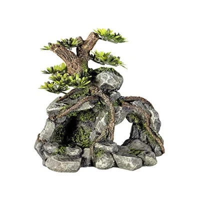 Afbeelding van Nobby® Aquariumdecoratie Rotsen met Boom Aqua Deco 13,3 X 9,5 12,8 CM Ornamenten Voor Zoet en Zout Water Aquarium Decoratie