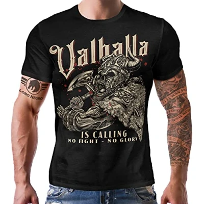 Afbeelding van Heren T shirt voor Viking Nordmann Keltic Fans: Walhalla is Calling, Walhalla, 5XL