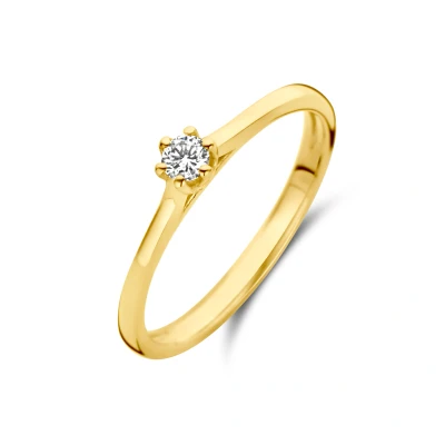 Afbeelding van Aanzoeksring Diamant 0.10Ct H Si 14K Geelgoud