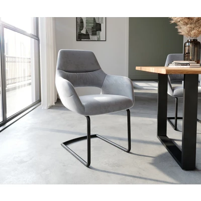 Afbeelding van sledemodel Yago Flex met armleuning rond zwart fluweel grijs
