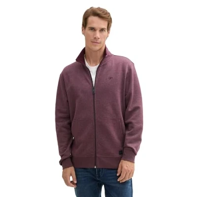 Afbeelding van TOM Tailor IN Optik Sweater met rits, Heren, Maat: Medium, Rot