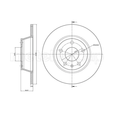 Afbeelding van METELLI Remschijf AUDI: TT Coupe, Roadster 286,0mm 11,9mm 5 65,0mm volledig Gelakt 23 1021C 8J0615601 Remschijven