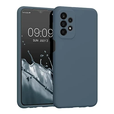 Afbeelding van kwmobile telefoonhoesje compatibel met Samsung Galaxy A23 4G / 5G hoesje Back cover siliconen coating Smartphone case in leisteen