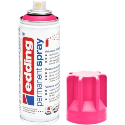 Afbeelding van edding 5200 Permanent Spray Neon Matt Pink 200 ml acrylverf voor het lakken en decoreren van glas, metaal, hout, keramiek, kunststof, canvas, spuitverf
