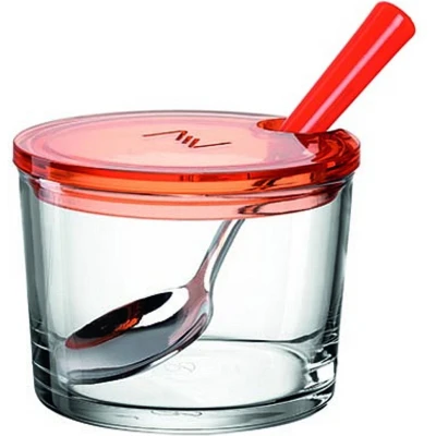 Afbeelding van Basic Montana Jampot 10 Cm + Lepel Oranje/Glas
