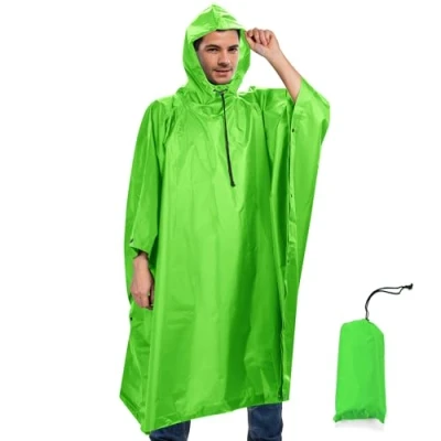 Afbeelding van Sensong Regenponcho, waterdichte regencape met capuchon, multifunctionele regenjas, herbruikbare regenkleding, opvouwbaar, ripstop, voor dames en heren, wandelen, jagen, kamperen, vissen,