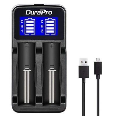 Afbeelding van DuraPro LCD Universele Intelligente USB Dubbele Batterijlader voor Li ion / Ni MH/Ni Cd 18650 18490 17500 16340 (RCR123) Oplaadbare Batterijen
