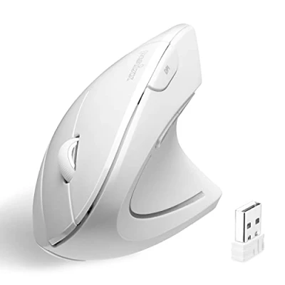 Afbeelding van Perixx PERIMICE 713W Ergonomische verticale draadloze muis instelbare DPI, ontwerp met 6 knoppen, connectiviteit op lange afstand, rechtshandig gebruik, wit