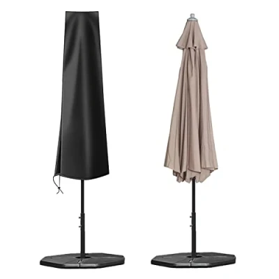 Afbeelding van OKPOW Parasolhoes, 600D Oxford stof, waterdichte terrasparasolhoezen met ritssluiting (136 x 23 25 cm), voor parasol Ø 200 cm, tuin, buitenparasol