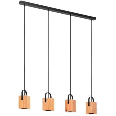 Afbeelding van EGLO Ayles Hanglamp GU10 93 cm Zwart/Bruin Hout