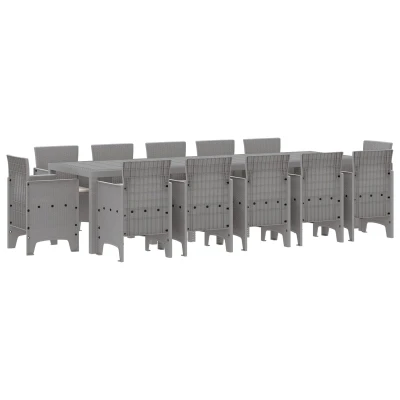 Afbeelding van vidaXL 13 delige tuinset met kussens in lichtgrijs poly rattan