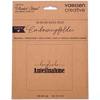 Afbeelding van Vaessen Creative Embossjabloon folder, hartelijk deelneming, voor het toevoegen van structuren, patronen en achtergronden op kaarten of scrapbook pagina&#039;s, 15 x cm