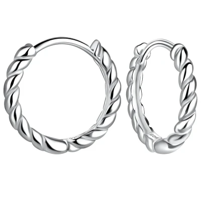 Afbeelding van JoyS Zilveren oorringen twisted / gedraaid 14 mm 2 sterling zilver 925