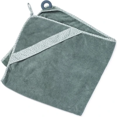 Afbeelding van Doomoo Dry&#039;n Play Green Maxi Badcape met bijtrijng Hou jezelf droog tijdens badtijd 90X100 cm bio katoen