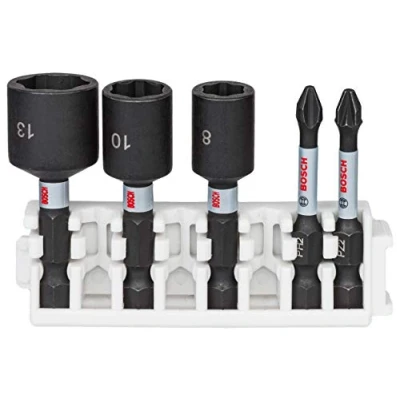 Afbeelding van Bosch Professional 5 delige Impact Control Schroefbit en Doppenset (Pick and Click, accessoire slagschroevendraaier)