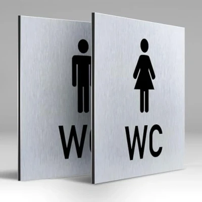 Afbeelding van Türschilder24 Aluminium Dibond schild deurbordje 120 x 3 mm WC toiletten dames heren set 100% Made in Germany (SET + WC/Heren WC)