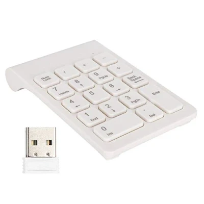 Afbeelding van 2.4G draadloos numeriek toetsenblok, 18 toetsen draagbaar mini toetsenbord Bluetooth algemeen Numpad voor laptop, desktop, enz(Wit)