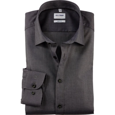 Afbeelding van OLYMP Level 5 Overhemd Olijfgroen maat 44 Heren Overhemden Formeel Effen met Slim fit Pasvorm Stretch